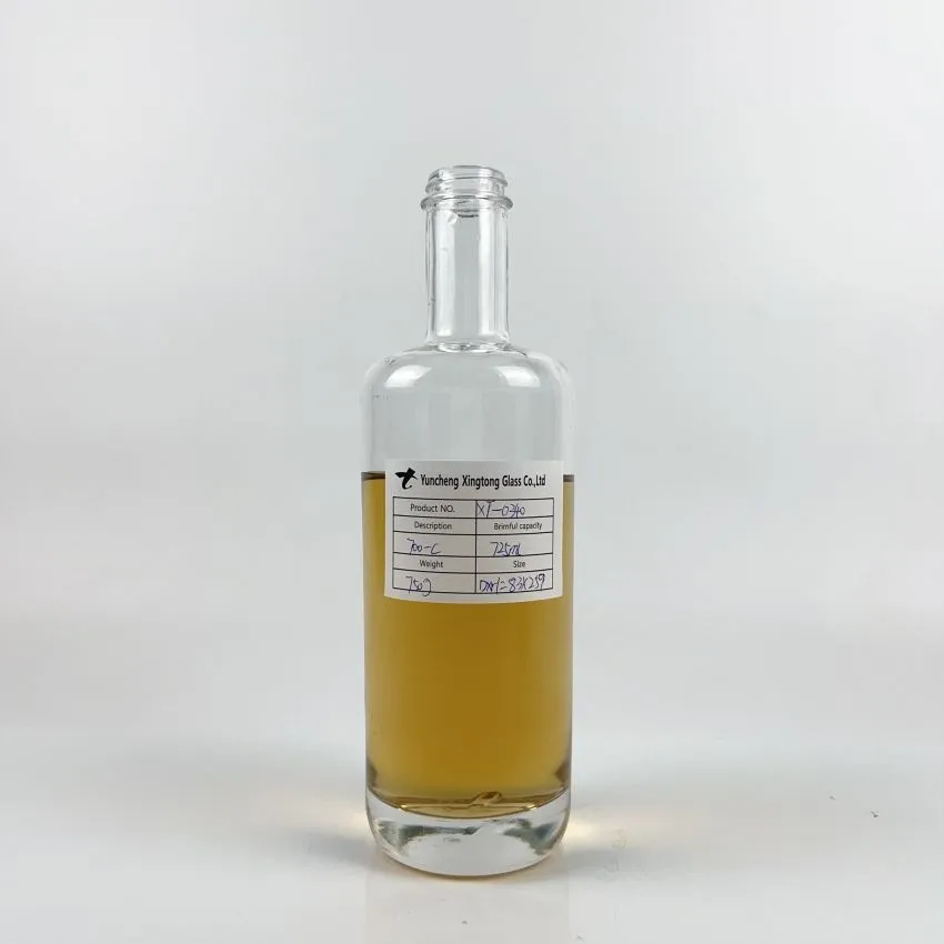 700 ml 750 g Elegancka okrągła płaska gruba dolna butelka szklana do wódki, whisky, brandy, ginu z zakrętką