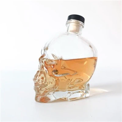 750ml 850g Super Flint Skull Head szklana butelka